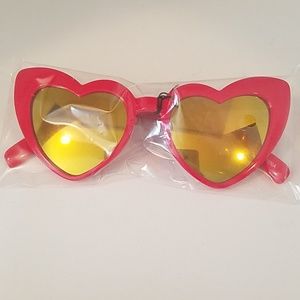 Kids heart glasses mirror lens red new